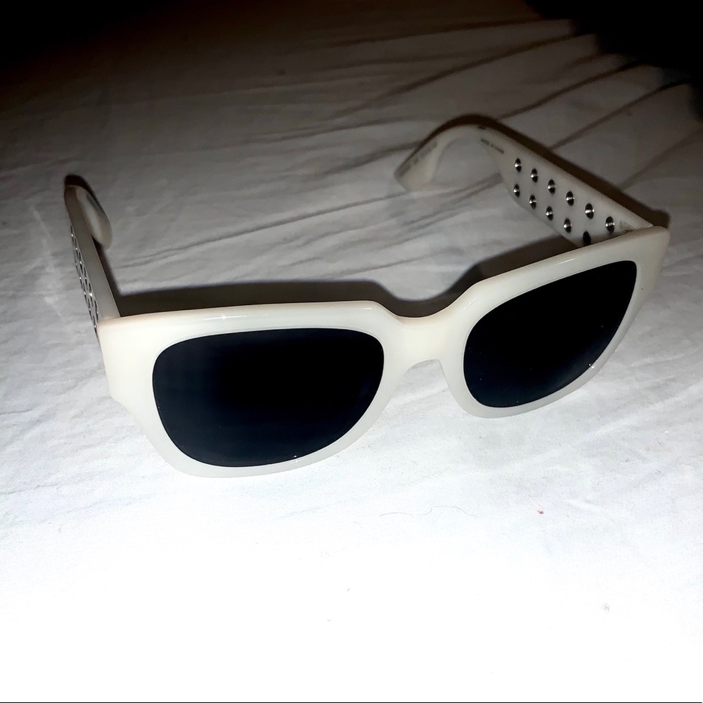 Alexander McQueen White Studded Polarized Sunglass